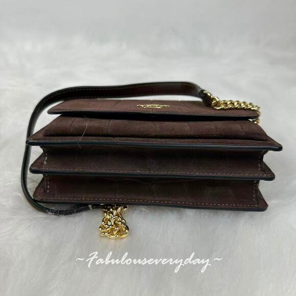 Coach Mini Klare Crossbody Bag In Crocodile-embossed Suede/Gold/Maple CCE09 NWT - Picture 6 of 8